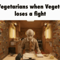 Vegetarianos cuando vegeta pierde en una pelea
