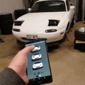 Phone app toggles car lights and engine